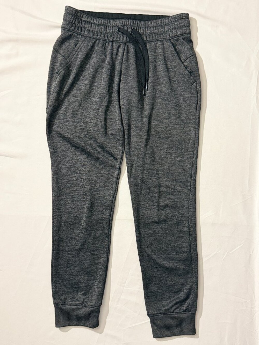 Adidas Jogger Sweatpants XS Charcoal Gray Heather Fleece Drawstring Pockets